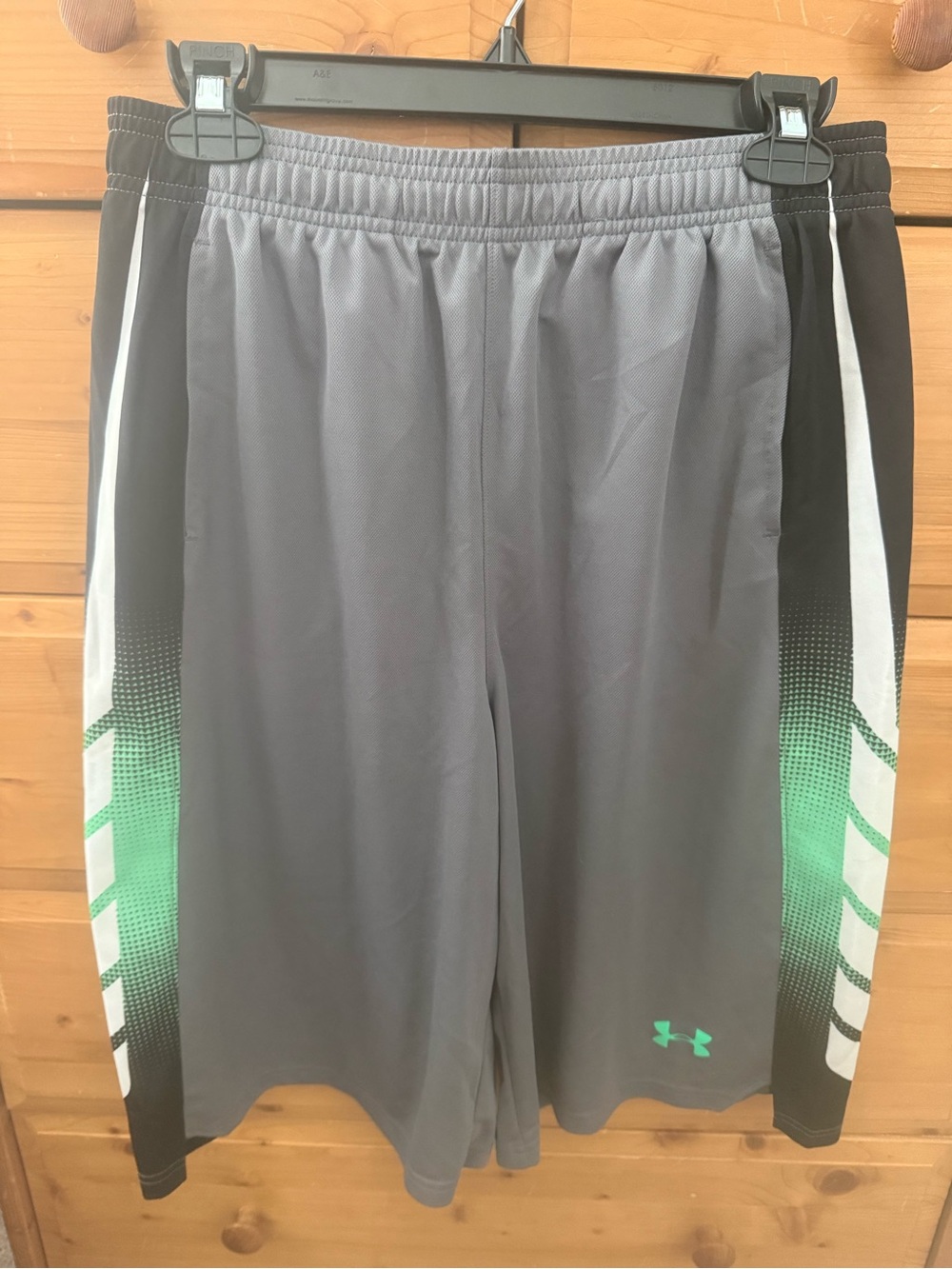 Under Armour Boy’s Gray Athletic Shorts with Green Accent